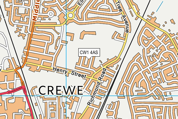 CW1 4AS map - OS VectorMap District (Ordnance Survey)