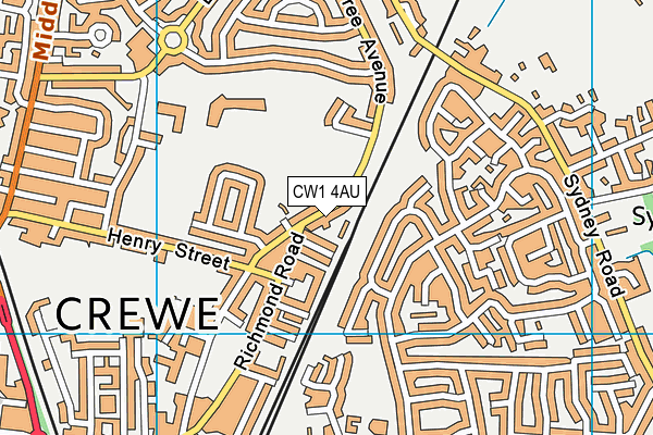 CW1 4AU map - OS VectorMap District (Ordnance Survey)