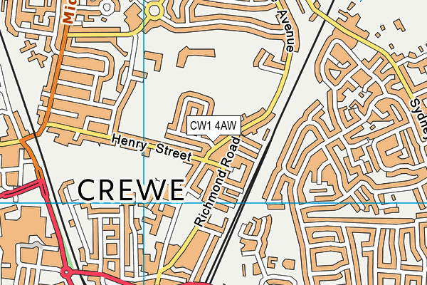 CW1 4AW map - OS VectorMap District (Ordnance Survey)