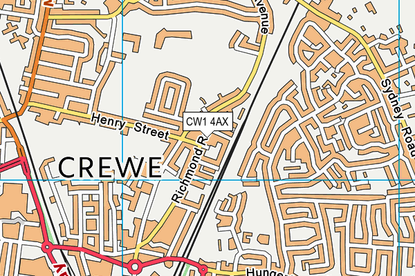 CW1 4AX map - OS VectorMap District (Ordnance Survey)