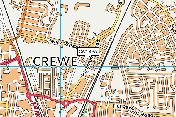 CW1 4BA map - OS VectorMap District (Ordnance Survey)