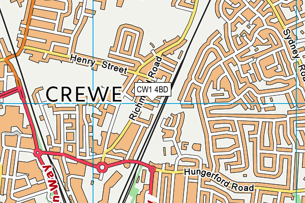 CW1 4BD map - OS VectorMap District (Ordnance Survey)