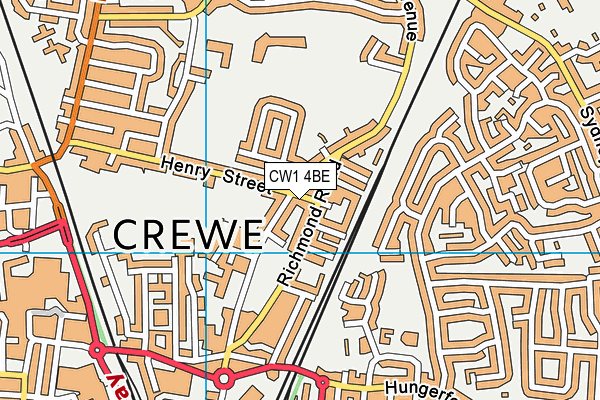 CW1 4BE map - OS VectorMap District (Ordnance Survey)