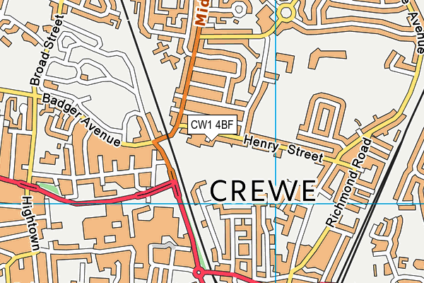 CW1 4BF map - OS VectorMap District (Ordnance Survey)