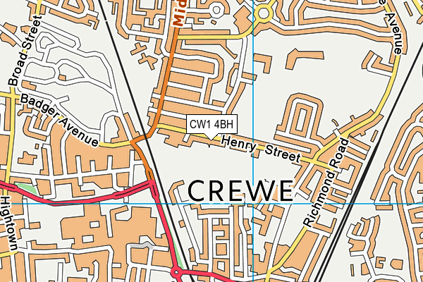 CW1 4BH map - OS VectorMap District (Ordnance Survey)