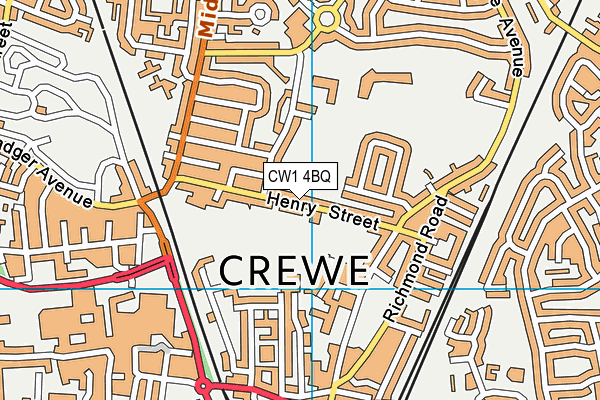 CW1 4BQ map - OS VectorMap District (Ordnance Survey)