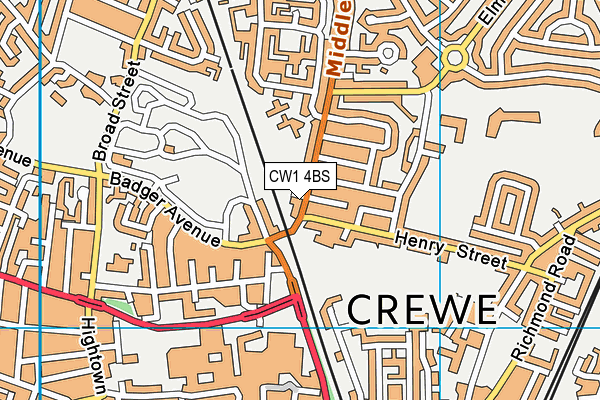 CW1 4BS map - OS VectorMap District (Ordnance Survey)