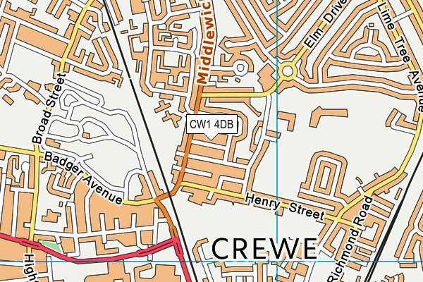 CW1 4DB map - OS VectorMap District (Ordnance Survey)