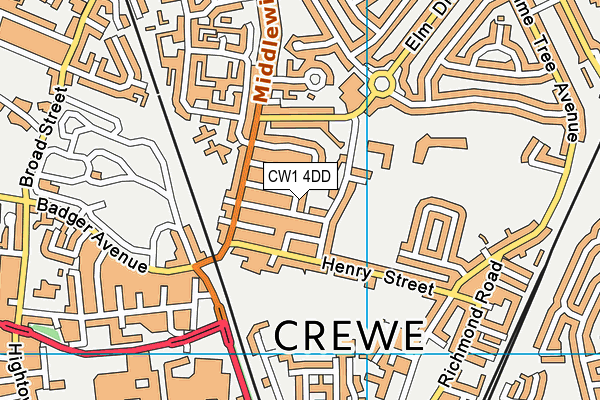 CW1 4DD map - OS VectorMap District (Ordnance Survey)