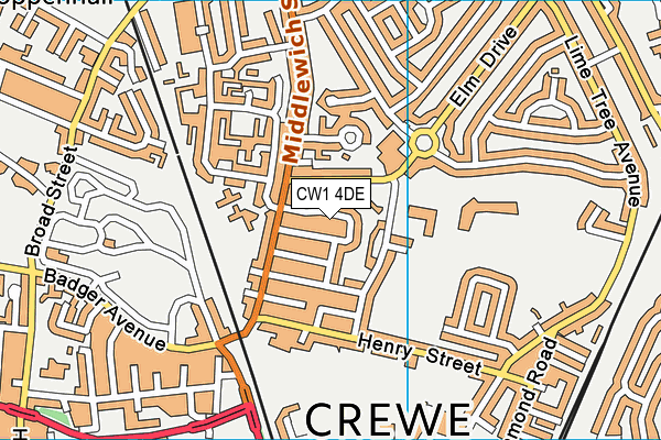 CW1 4DE map - OS VectorMap District (Ordnance Survey)