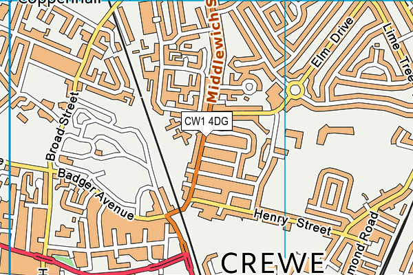 CW1 4DG map - OS VectorMap District (Ordnance Survey)