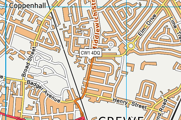 CW1 4DQ map - OS VectorMap District (Ordnance Survey)