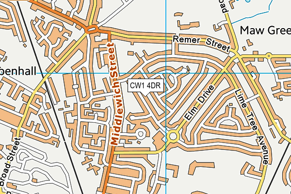 CW1 4DR map - OS VectorMap District (Ordnance Survey)