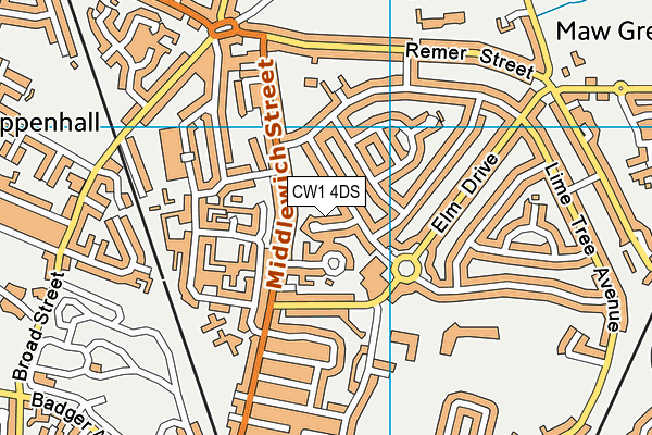 CW1 4DS map - OS VectorMap District (Ordnance Survey)