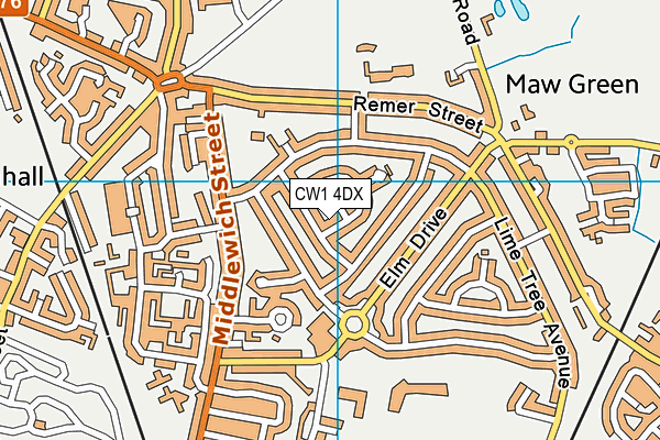 CW1 4DX map - OS VectorMap District (Ordnance Survey)