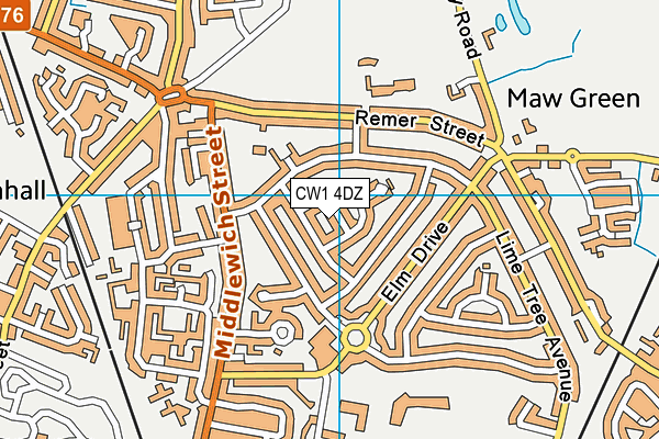 CW1 4DZ map - OS VectorMap District (Ordnance Survey)