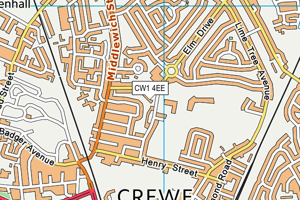 CW1 4EE map - OS VectorMap District (Ordnance Survey)