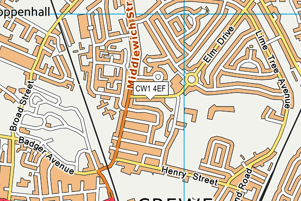 CW1 4EF map - OS VectorMap District (Ordnance Survey)