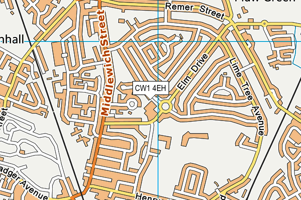 CW1 4EH map - OS VectorMap District (Ordnance Survey)