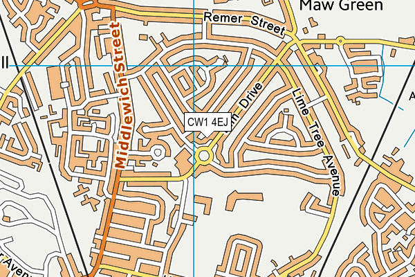 CW1 4EJ map - OS VectorMap District (Ordnance Survey)