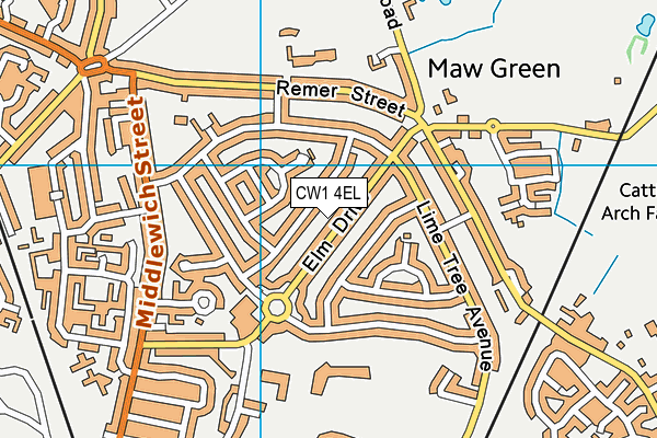 CW1 4EL map - OS VectorMap District (Ordnance Survey)