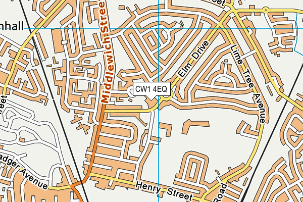 CW1 4EQ map - OS VectorMap District (Ordnance Survey)