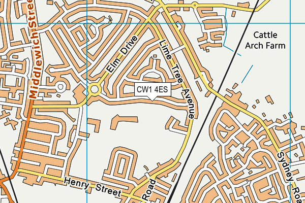 CW1 4ES map - OS VectorMap District (Ordnance Survey)