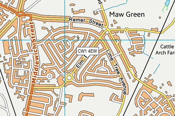 CW1 4EW map - OS VectorMap District (Ordnance Survey)
