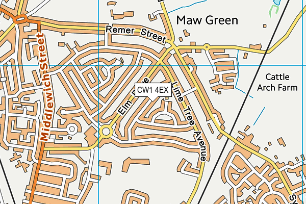 CW1 4EX map - OS VectorMap District (Ordnance Survey)