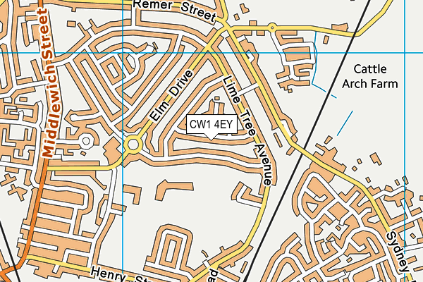 CW1 4EY map - OS VectorMap District (Ordnance Survey)