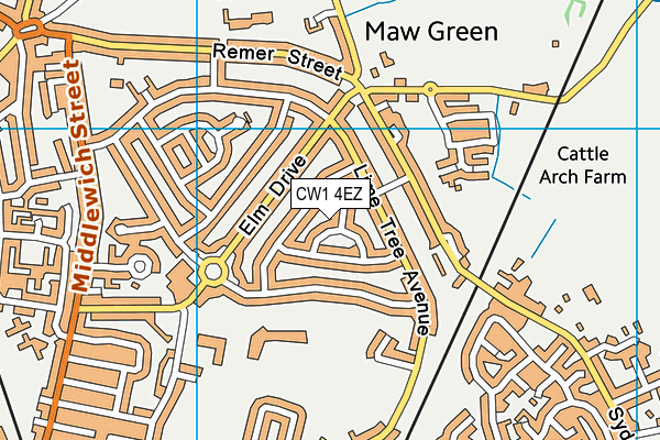 CW1 4EZ map - OS VectorMap District (Ordnance Survey)