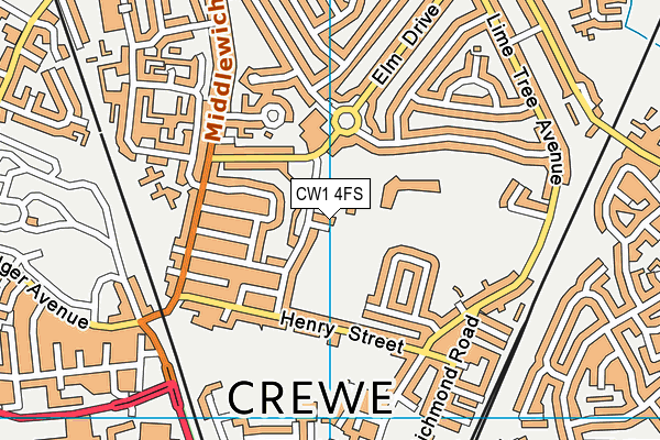 CW1 4FS map - OS VectorMap District (Ordnance Survey)