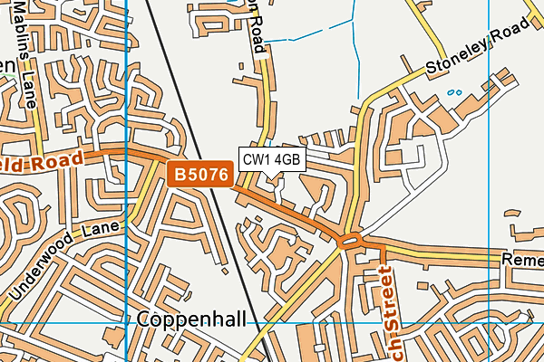 CW1 4GB map - OS VectorMap District (Ordnance Survey)