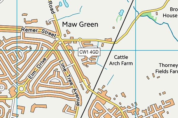 CW1 4GD map - OS VectorMap District (Ordnance Survey)