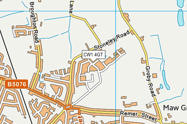 CW1 4GT map - OS VectorMap District (Ordnance Survey)