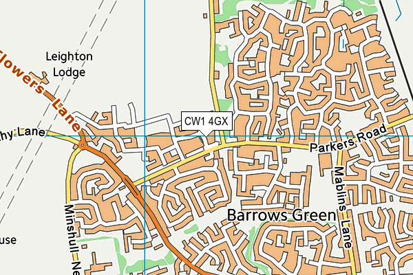 CW1 4GX map - OS VectorMap District (Ordnance Survey)