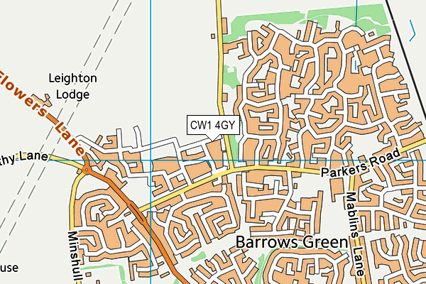 CW1 4GY map - OS VectorMap District (Ordnance Survey)