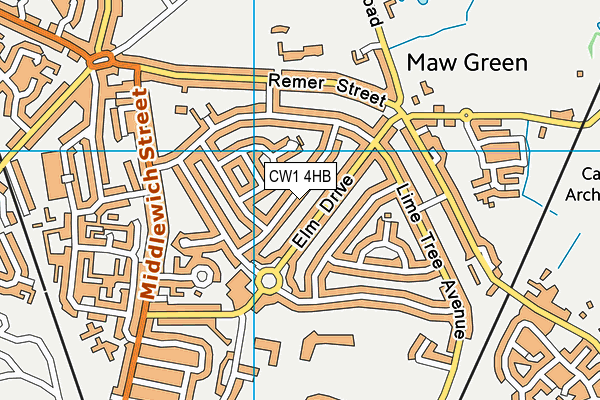 CW1 4HB map - OS VectorMap District (Ordnance Survey)