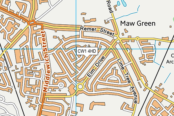 CW1 4HD map - OS VectorMap District (Ordnance Survey)