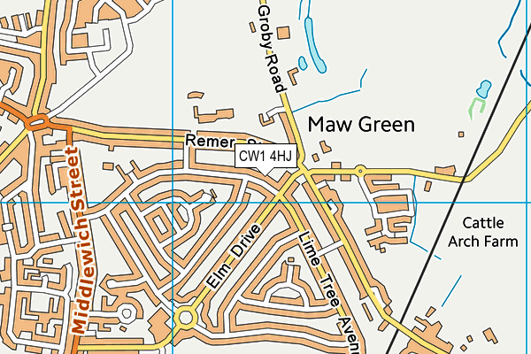 CW1 4HJ map - OS VectorMap District (Ordnance Survey)