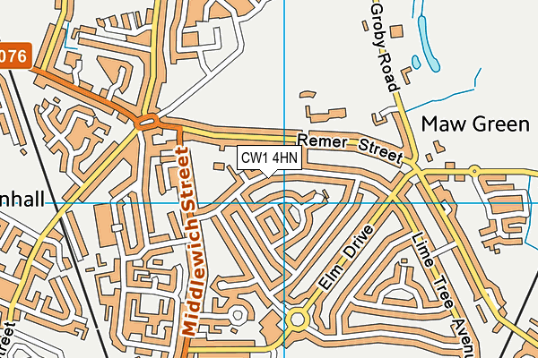 CW1 4HN map - OS VectorMap District (Ordnance Survey)