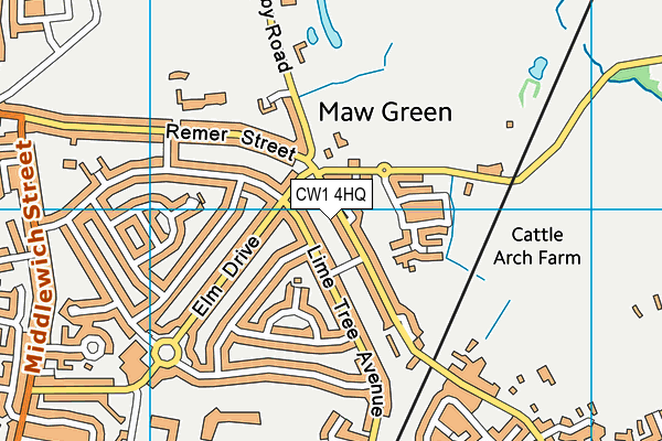 CW1 4HQ map - OS VectorMap District (Ordnance Survey)