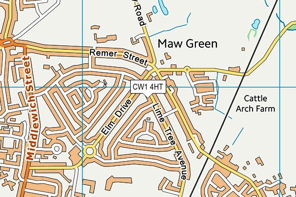 CW1 4HT map - OS VectorMap District (Ordnance Survey)
