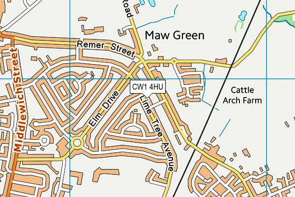 CW1 4HU map - OS VectorMap District (Ordnance Survey)