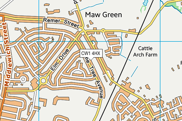 CW1 4HX map - OS VectorMap District (Ordnance Survey)