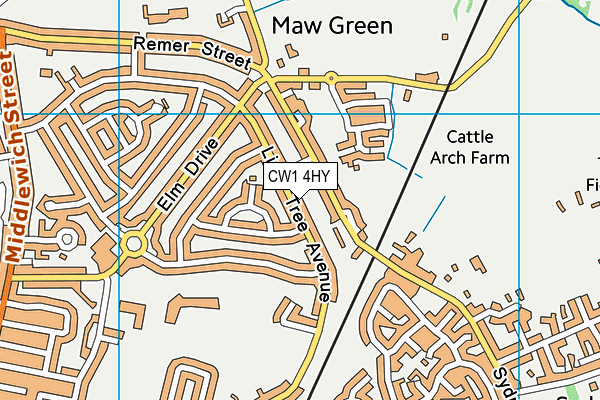 CW1 4HY map - OS VectorMap District (Ordnance Survey)