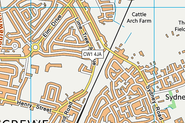 CW1 4JA map - OS VectorMap District (Ordnance Survey)