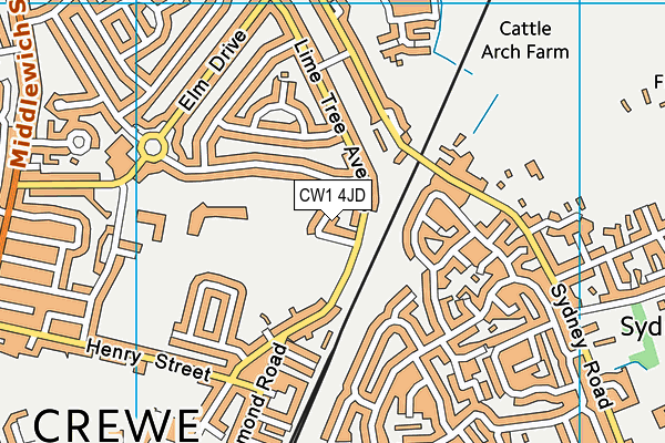 CW1 4JD map - OS VectorMap District (Ordnance Survey)