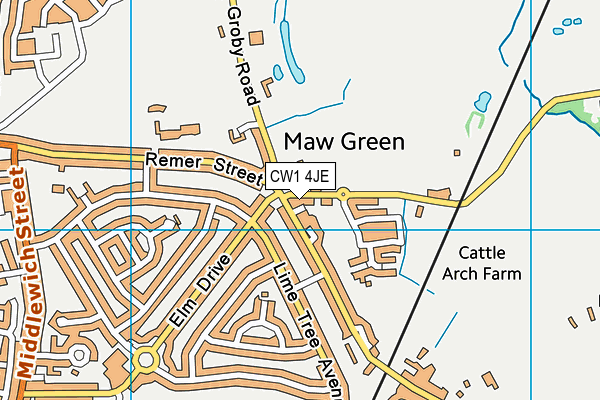 CW1 4JE map - OS VectorMap District (Ordnance Survey)