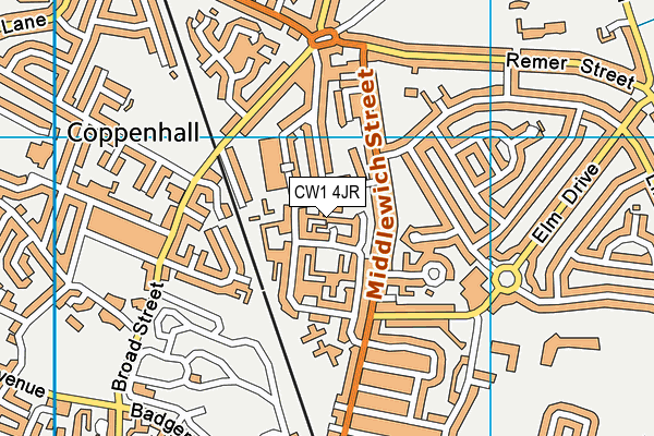 CW1 4JR map - OS VectorMap District (Ordnance Survey)